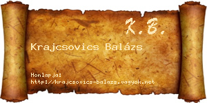 Krajcsovics Balázs névjegykártya